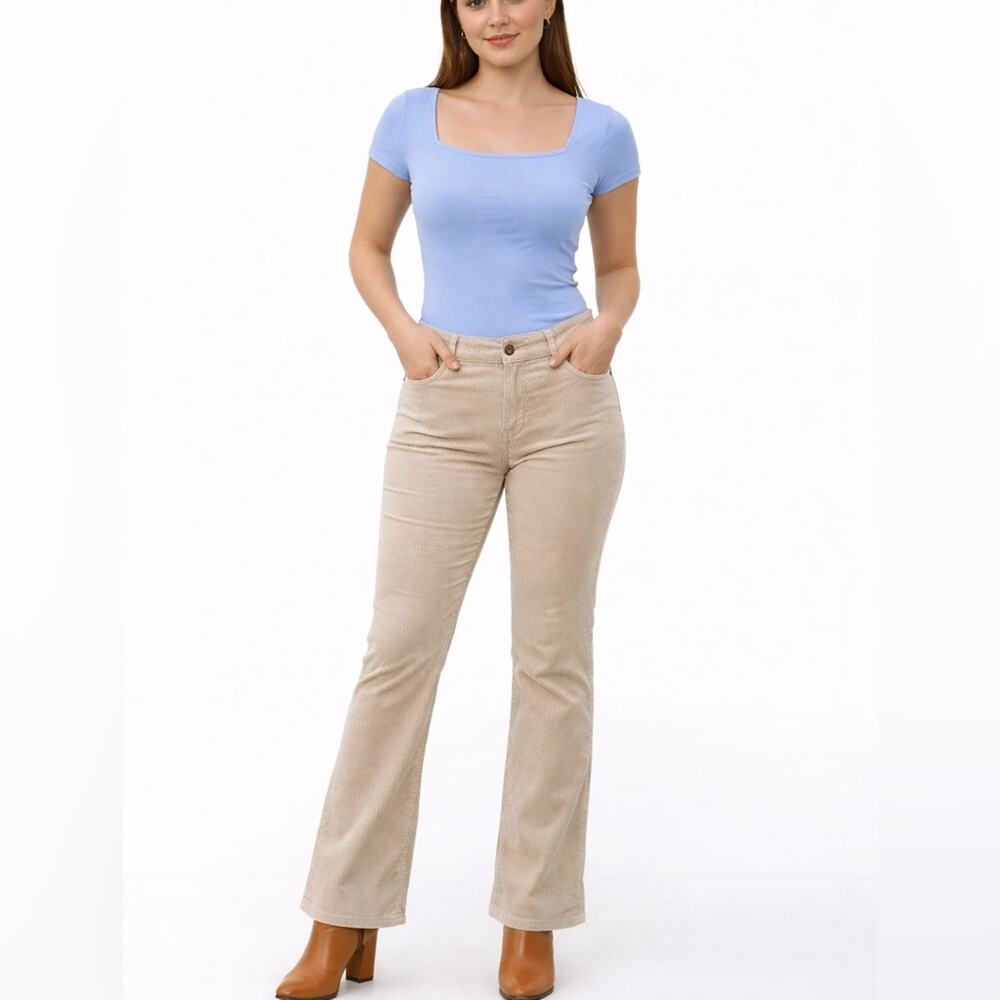 Massimo Dutti Women's Bootcut Flare Corduroy Pants in Beige Tan Natural Size 4